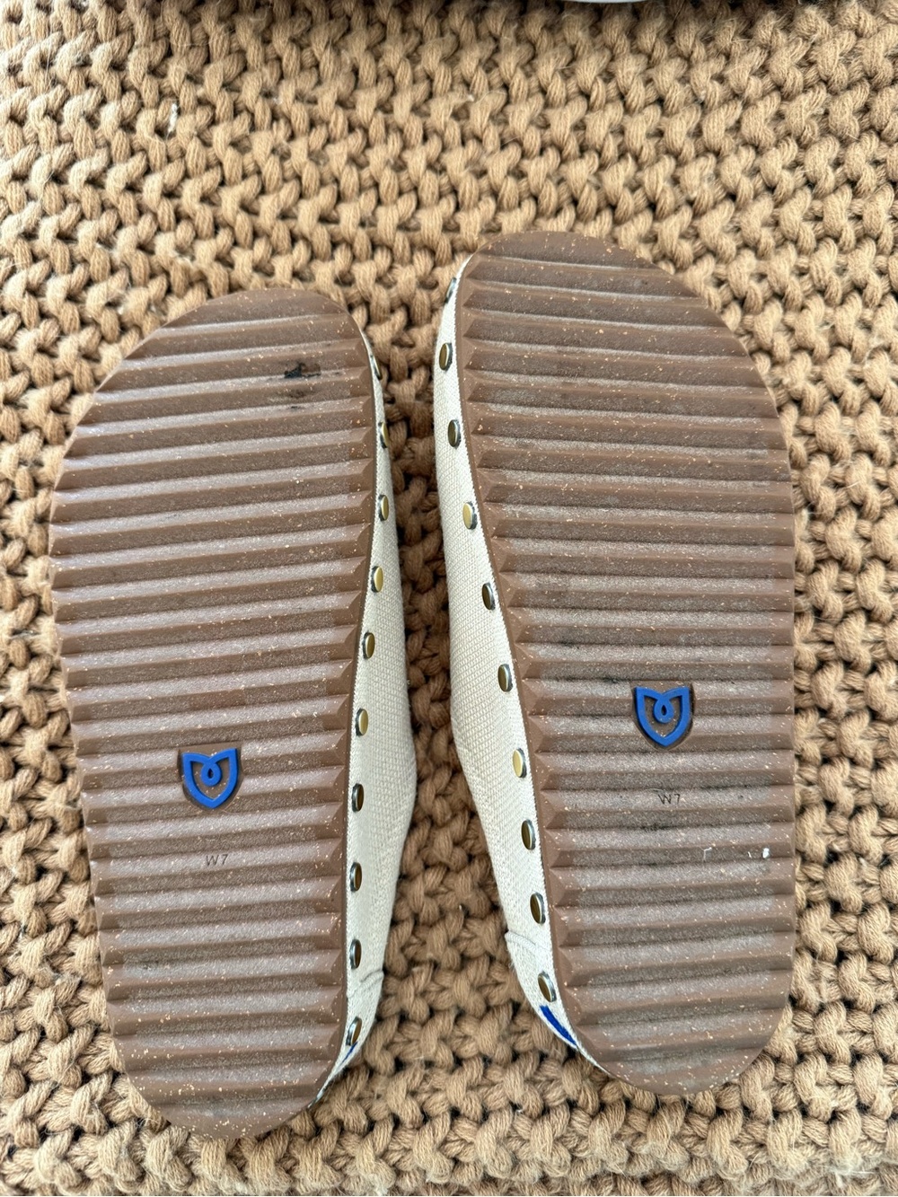Rothy's Beige Knit Clog Mules Studded - Picture 2 of 3
